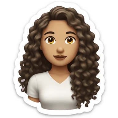 brunette girl with long curly hair sticker