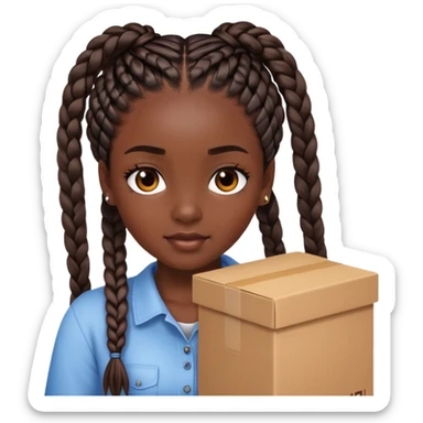 Dark skin girl with box braids sticker
