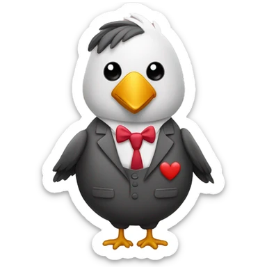 Pollito en traje con un corazón  sticker