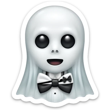 A ghost with a bowtie sticker