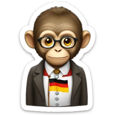 a monkey professor with german flag sticker