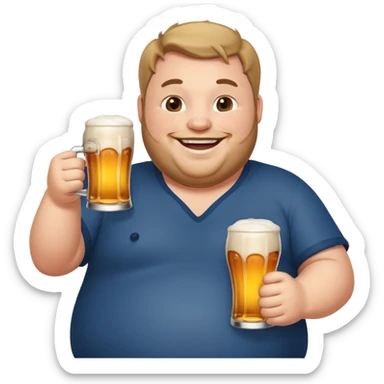 Fat man with beer sticker