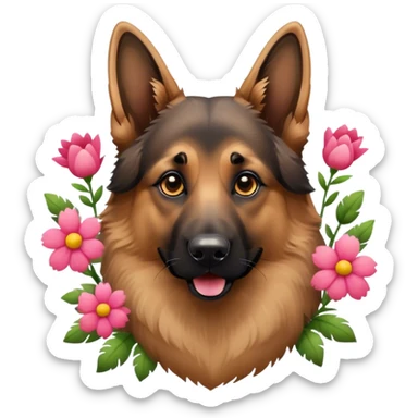 German Shepherd Flower  sticker