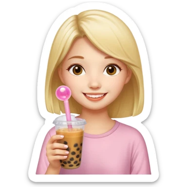 Girl drinking bubble tea sticker