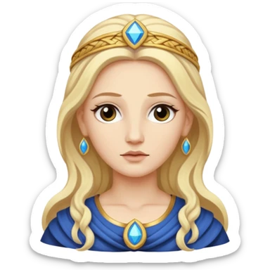 Metis The blonde pre-Olympian goddess of wisdom, counsel, and deep thought. She was the first wife and advisor of Zeus and the mother of Athena, the later goddess of wisdom. Her name connoted "cunning intelligence," a quality highly valued in Greek heroes like Odysseus. 
 sticker