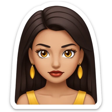 baddie emoji with confident smirk, long lashes, glossy makeup, hand on face, fierce vibe


 sticker