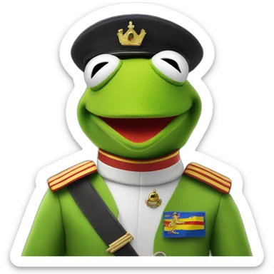 kermit as airline pilot with spanish flag in the backgrouns sticker