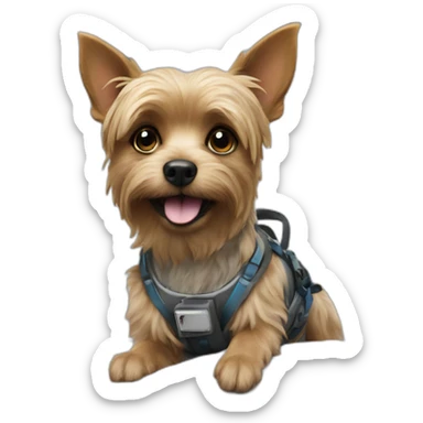 Yorkshire dog on the moon sticker