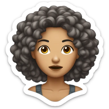 Angry lightskin women with mi-long curly hair sticker