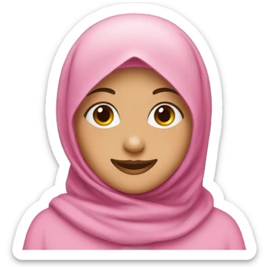 pink hijab girl happy face sticker