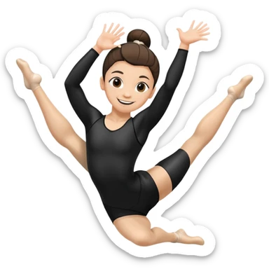 "A gymnast in black outfit with a smile and a look of surprise (normal skin) sticker