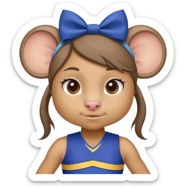 girl rat with a blue bow, wearing a blue and gold cheerleader outfit, Vikings team colors sticker