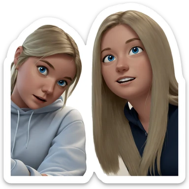 two girls with blue eyes sticker