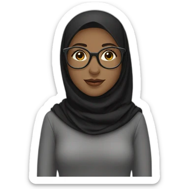 Musulmane a lunettes hijab noir sticker