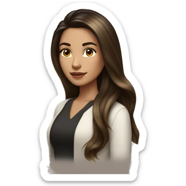 Brunette girl with long voluminous dark brown hair with blonde highlights balayage sticker