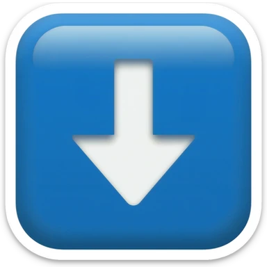 "3D premium,3D rounded-square icon in strong bleu with a beveled edge, bold serif white letter '⬇'centered, strong specular highlights, inner glow, 1024x1024, png" sticker