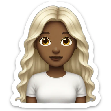 white long hair brown  girl with curtain bangs sticker