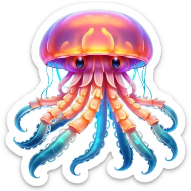 Neon glowing jellyfish-crab-squid  sticker