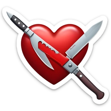 dark red heart with knife on it sticker