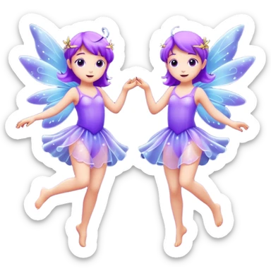 little purple fairies are dancing in the sky sticker