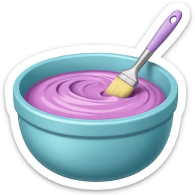 bowl of pastel hair dye with a brush nearby sticker