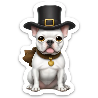 White French bulldog dressed as pilgrim sticker