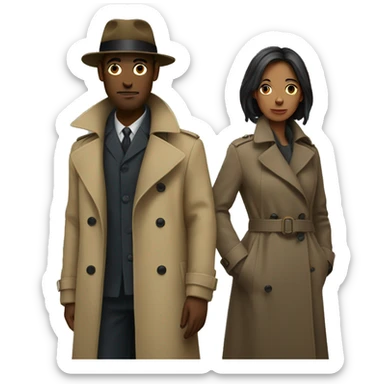 Two people in a trench coat disguised as one person sticker