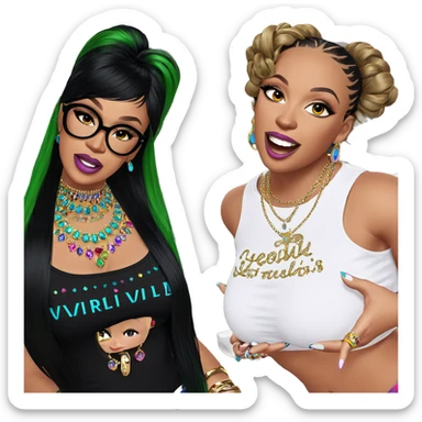 colorful girls with jewelry sticker