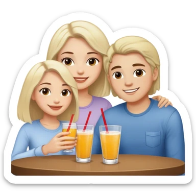2 girls and a guy on a drinks date sticker