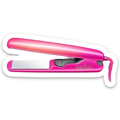 Pink ombre hair straightener with glitter sticker