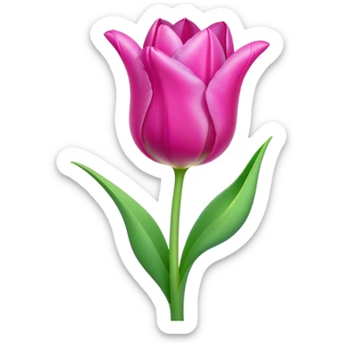 Cinematic Realistic Tulip Emoji, Elegant and simple, with soft, smooth petals in shades of pink and purple, gently curved and reaching upward. The slender green stem contrasts against the delicate bloom, while surrounding greenery adds a peaceful touch. Soft glowing outline, capturing the essence of springtime beauty and grace in a delicate tulip. sticker