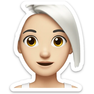 White girl with black hair rolling eyes sticker