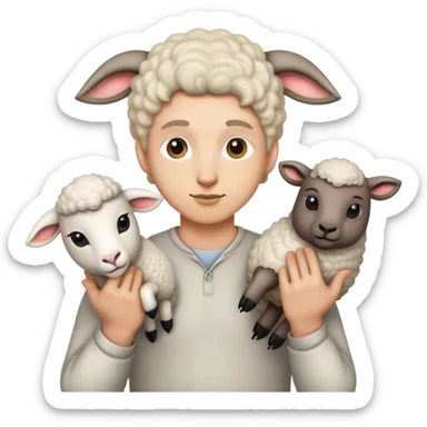A human pose wolf with sheep's head in one hand sticker
