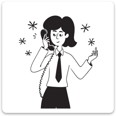 Business person with telephone and snowflakes around, representing a cold call sticker