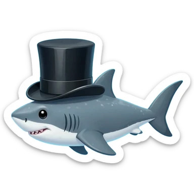 Shark with a top hat sticker
