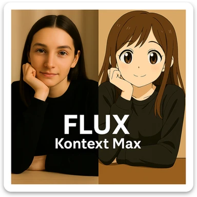 same similar image but chnage the text to "Flux Kontext Max" sticker