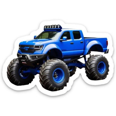 Bigfoot - Bigfoot 4x4 (Model Year: 2022) (Iconic colour: Blue) - An oversized, rugged monster truck with bold, aggressive lines painted in a striking blue. Focus on massive, rugged tires and a muscular chassis that exudes raw power and an urban legend feel. sticker