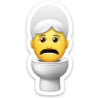 A toilet with a man sticking his head out  sticker