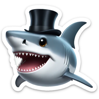 Shark with a top hat sticker