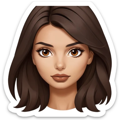 Emily Ratajkowski, famous model with long dark brown hair, full lips, and expressive brown eyes sticker