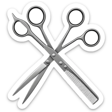 barber shop, scissors & comb. sticker