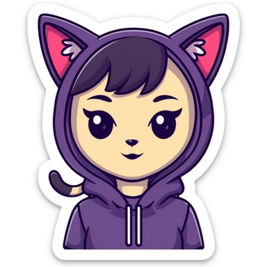catgirl with big eyes and cat ears, anime inspired sticker