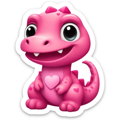 Pink Valentine’s Day emoji Dino aesthetic sticker