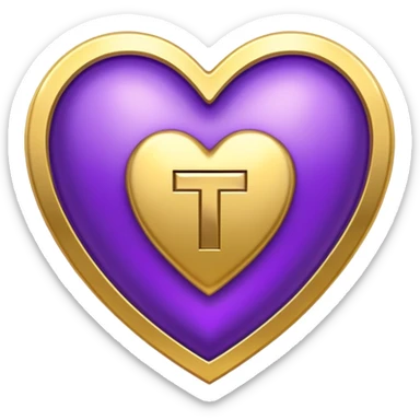 The golden Letter “t” inside a Purple Heart sticker