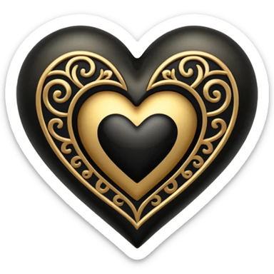 Gold heart with black details  sticker