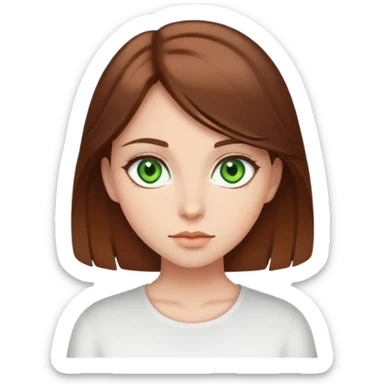 A girl with green eyes and brown hair sticker
