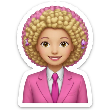 afro blonde hair woman pink suit sticker
