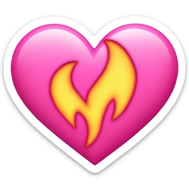 pink heart with flames sticker