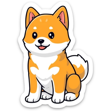 adorable black Shiba Inu puppy full body pose sticker