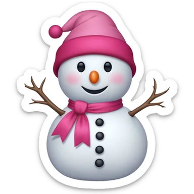 Red snowman with pink bow sticker